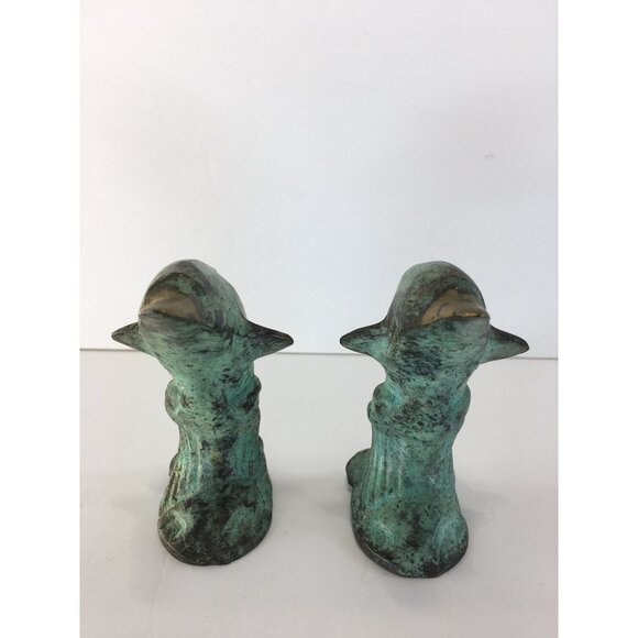 Vintage Solid Bronze Dolphins Figurines Sculptures Statue Home Decor - Set of 2 - Picture 3 of 16
